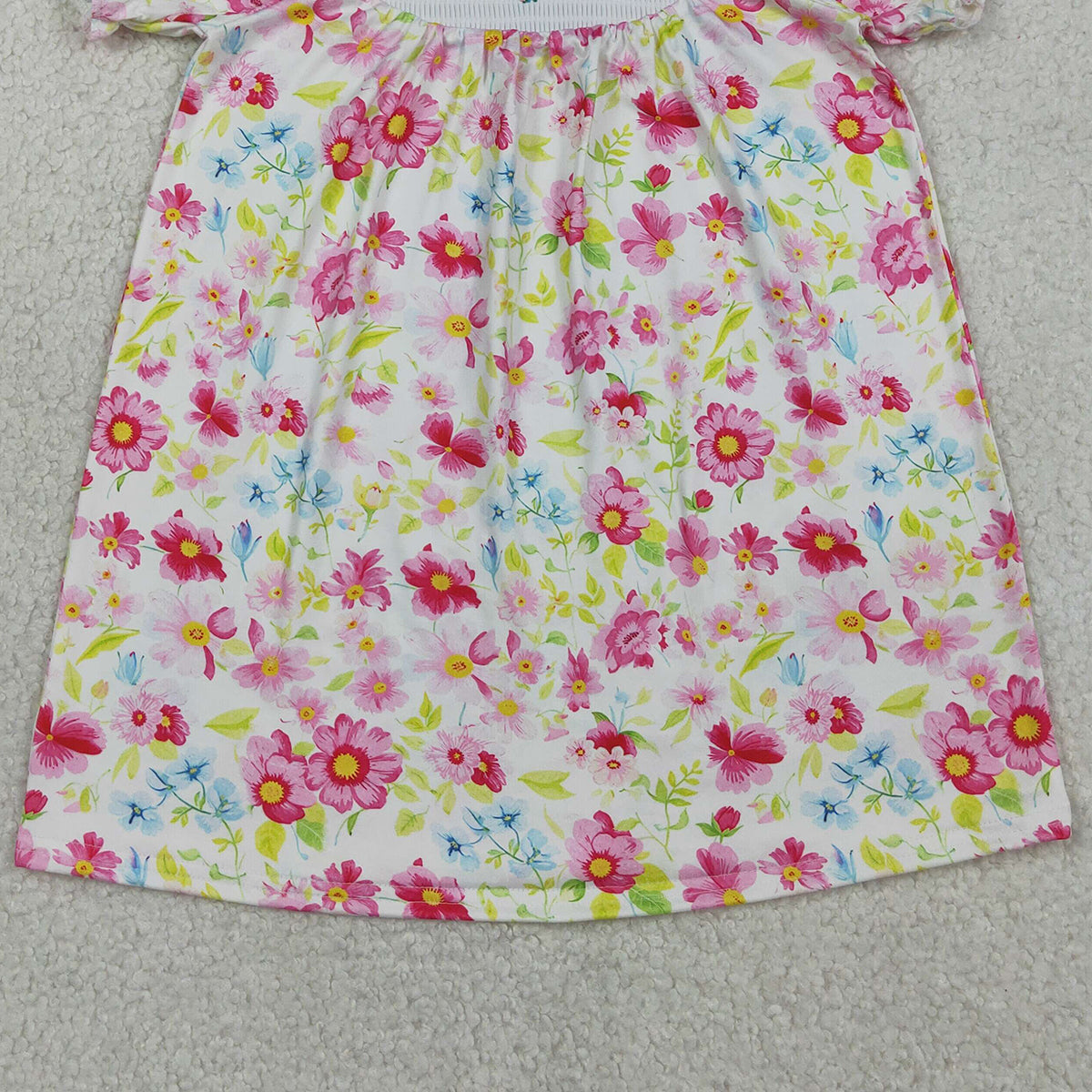 3.28 RTS NO MOQ （In stock）GSD3314 Floral short sleeves cross smocked baby girls Easter dress