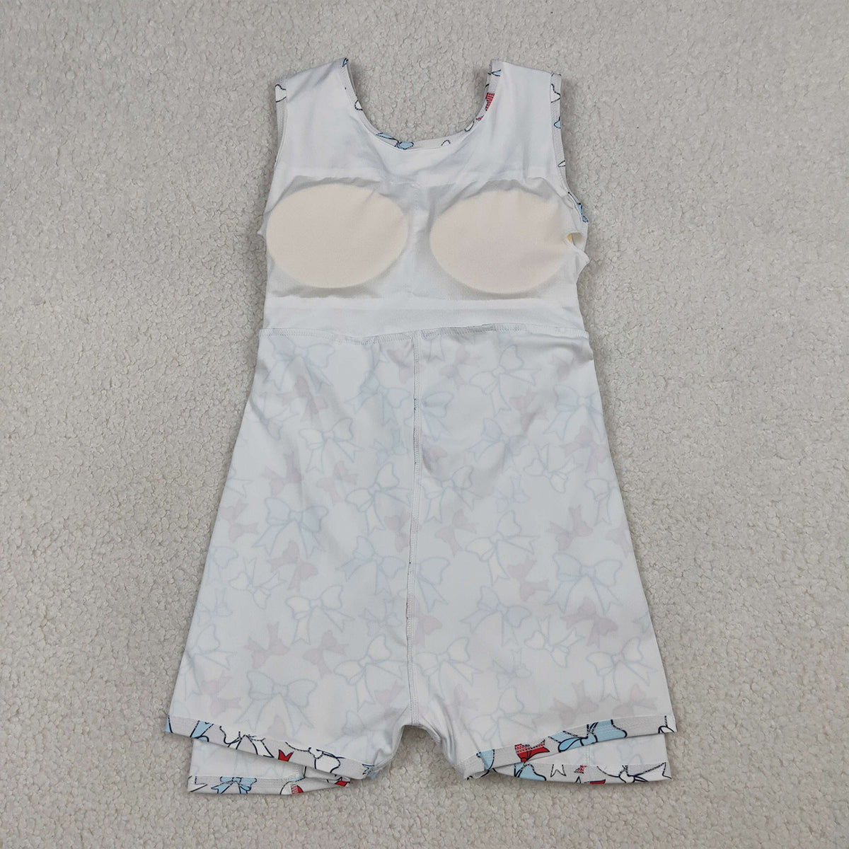 3.20 RTS NO MOQ （In stock）GSD3752 Kids Fashion Clothes Baby Girls Sleeveless Red Blue Bows Yoga Active 4th of July Shorts Knee Length Dress