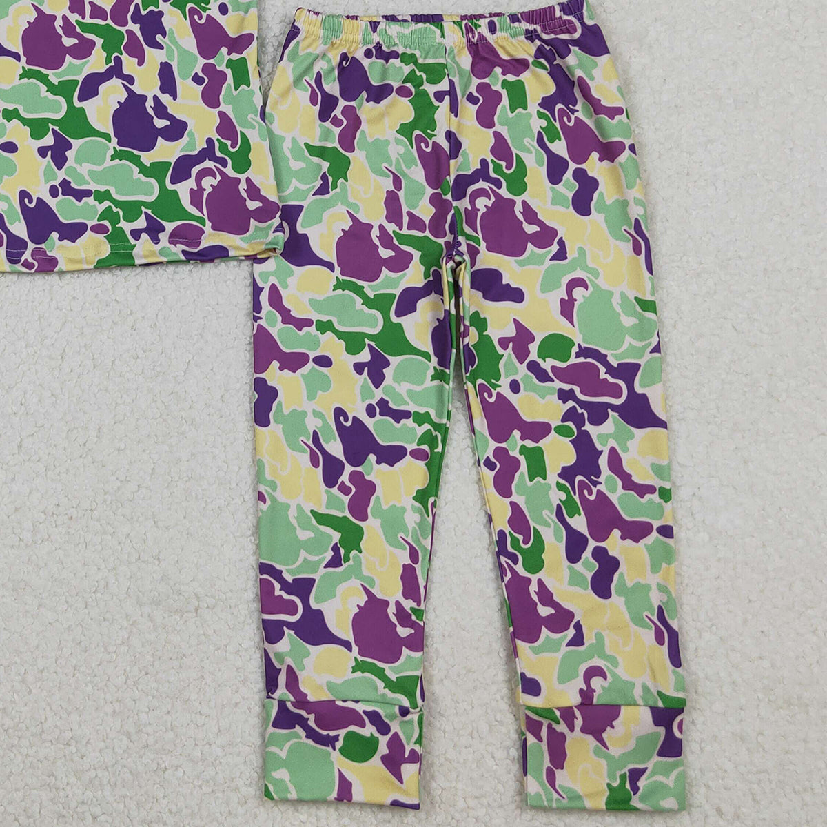 10.18 RTS NO MOQ （In stock）BSPO0584 Baby Boys Mardigras Camo Short Sleeve Pant Pajamas Sets