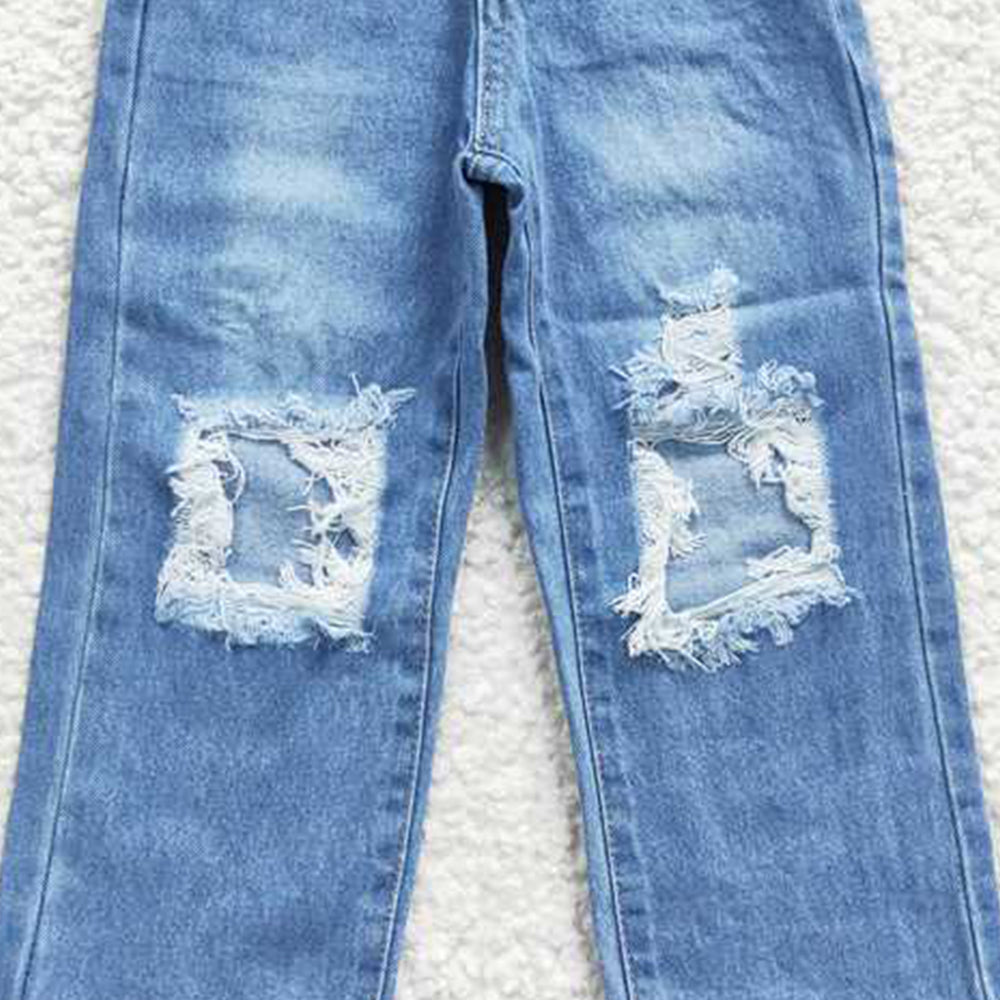 USA Shop (in stock)D4-16  Boy Denim Pants with Hole Trendy Casual Fit Kids Jeans Clothing for Boys