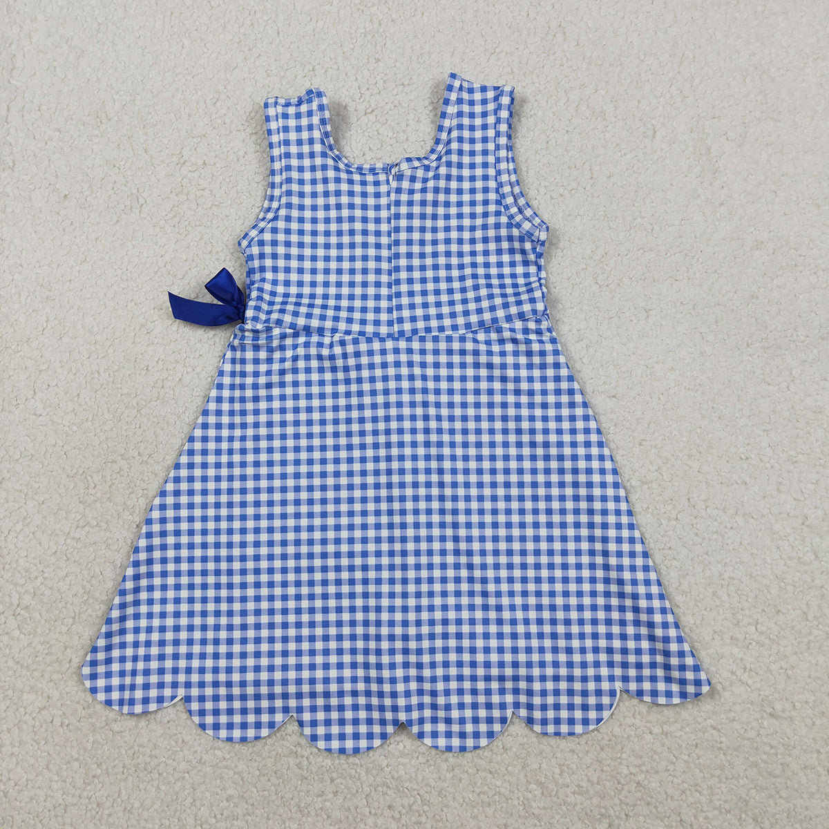 3.30 RTS NO MOQ （In stock）GSD3427 sleeveless blue plaid kids girls summer athletic dress
