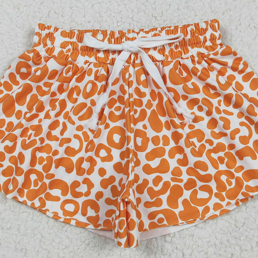 SS0584RTS NO MOQ Baby Girls Summer Shorts Baby Girls Orange Leopard Summer Shorts Bottoms