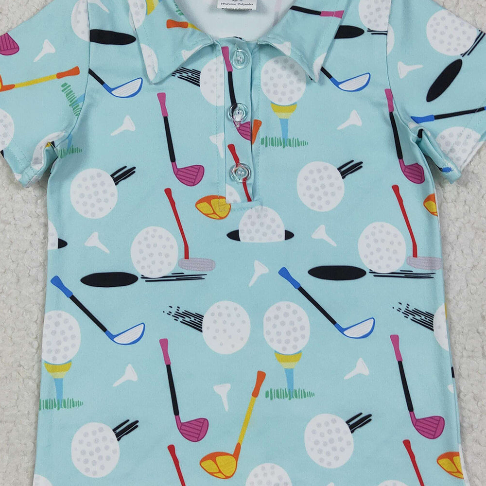 7.10 BT1234 RTS NO MOQ Baby Boys Summer Tops  Baby Boys Blue Short Sleeves Golf Button Polo Shirts Top