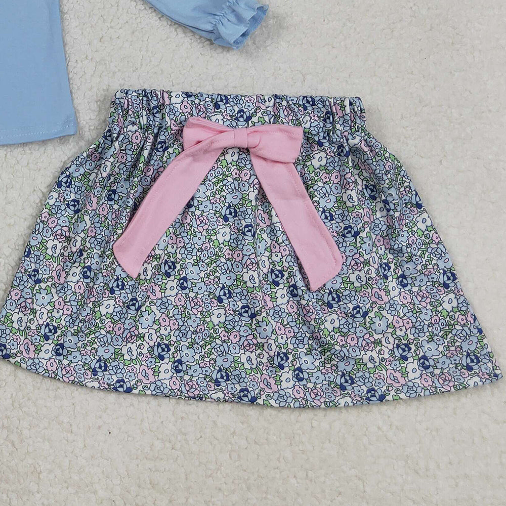 RTS NO MOQ （In stock）GLD0849 Baby Girls Skirt Sets Floral Turkey Top Skirts Thanksgiving Themed Clothing Set for Girls