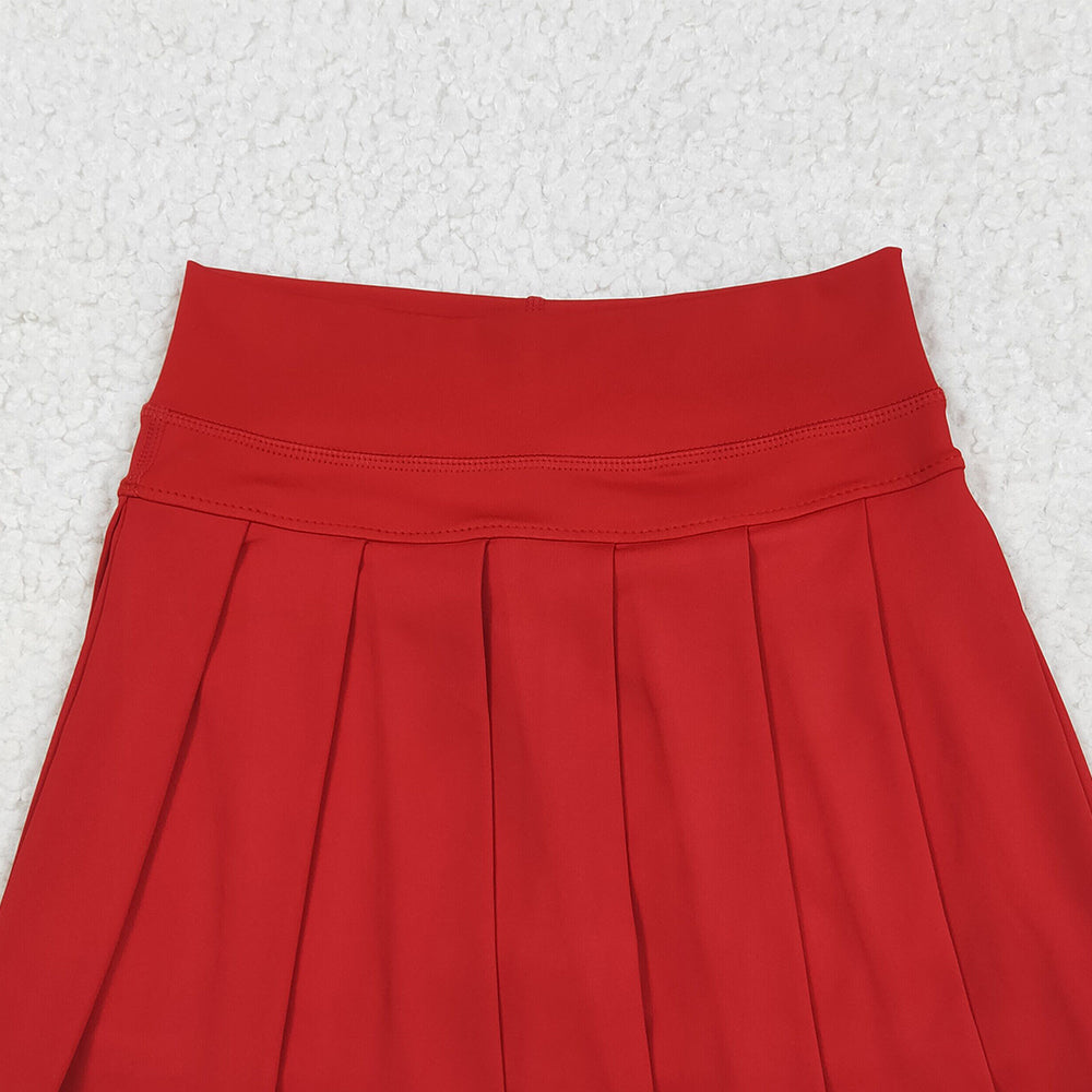8.23 RTS NO MOQ （In stock）GLK0125 Baby Girls Summer Yoga Skirt Baby Girls Red Yoga Skorts Bottom Pleated Skirts