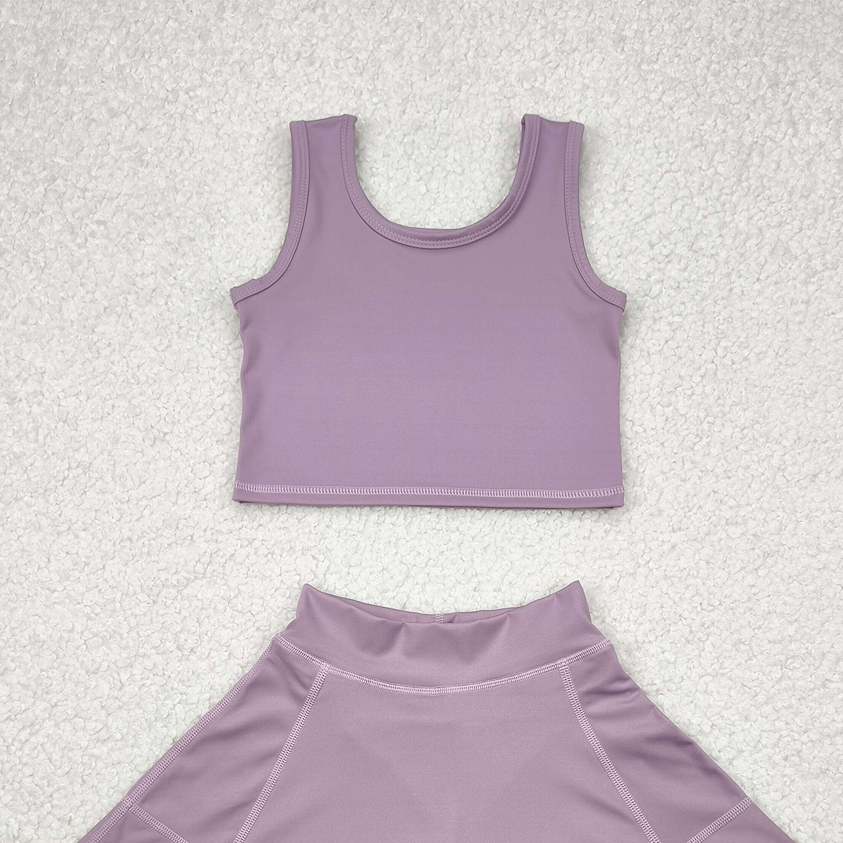 5.01 GSD1980RTS NO MOQ Baby Girls Yoga Outfits  Baby Girls Dark Grey Vest Top Sports Skorts Clothes Sets