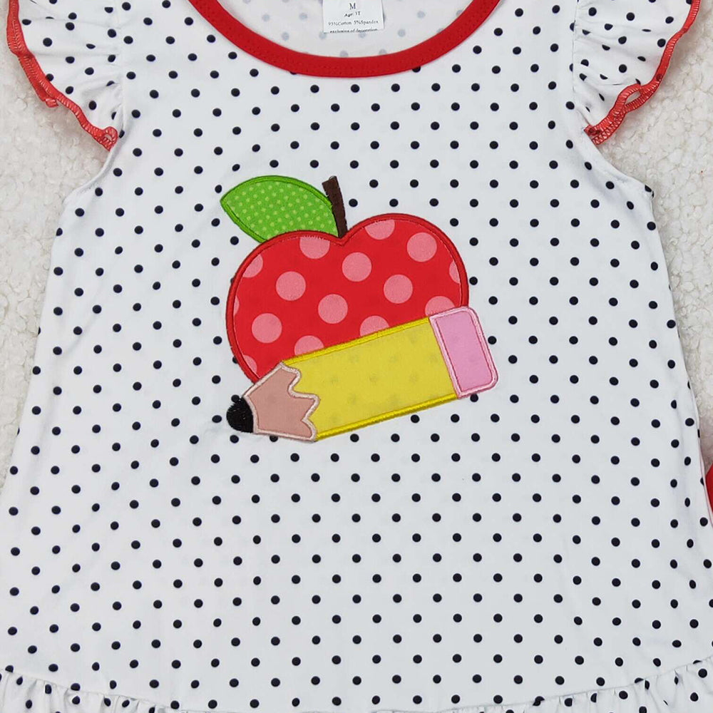 GSSO2071 New Rts No Moq 8-9 Days By Air Arrived it Polka dots apple pencil girls back to school outfits