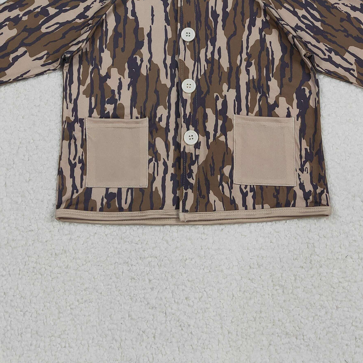 12.11 RTS NO MOQ （In stock）BT1441 Baby Boys Southern Olive Camo Button Pockets Hoodie Jackets Tops