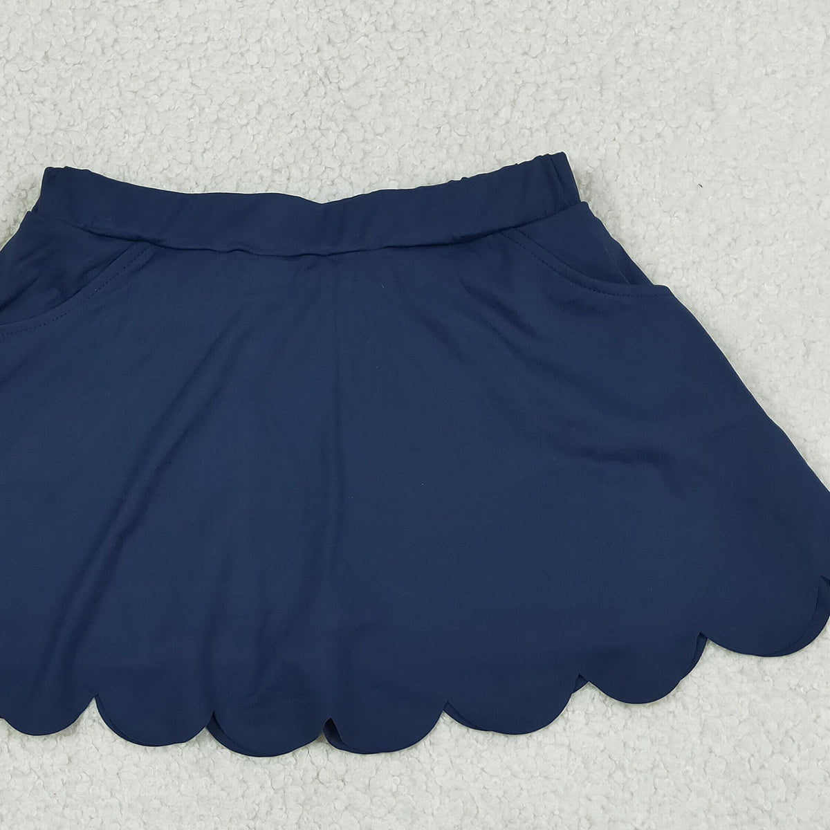 4.11 GLK0236 RTS NO MOQ （In stock ）Navy pockets scallop kids girls summer activwear skirt