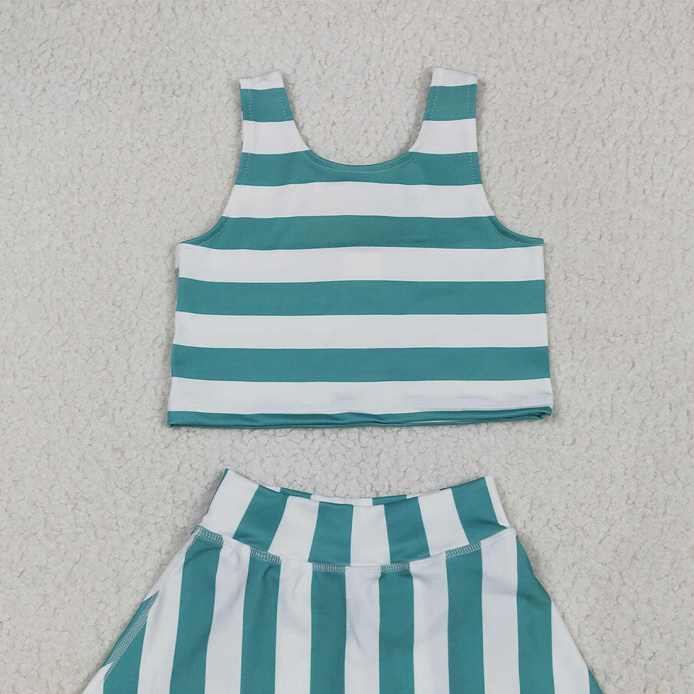 6.26  GSD2432 RTS NO MOQ Baby Girls Summer Yoga Outfits baby girl clothes yoga striped sleeveless dress