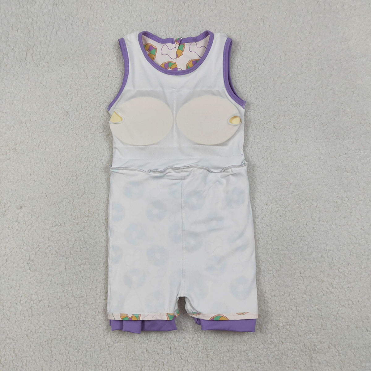 12.24 RTS NO MOQ （In stock）GSD2867 Baby Girls Mardigras Donuts Back Zip Yoga Active Shorts Knee Length Dresses