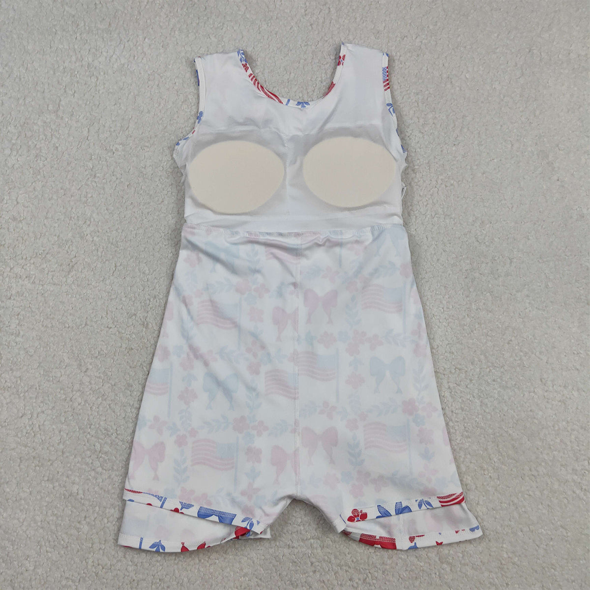 3.10 RTS NO MOQ （In stock）GSD3639 Kids Fashion Clothes Baby Girls Sleeveless Flower Flags 4th of July Yoga Active Shorts Knee Length Dress