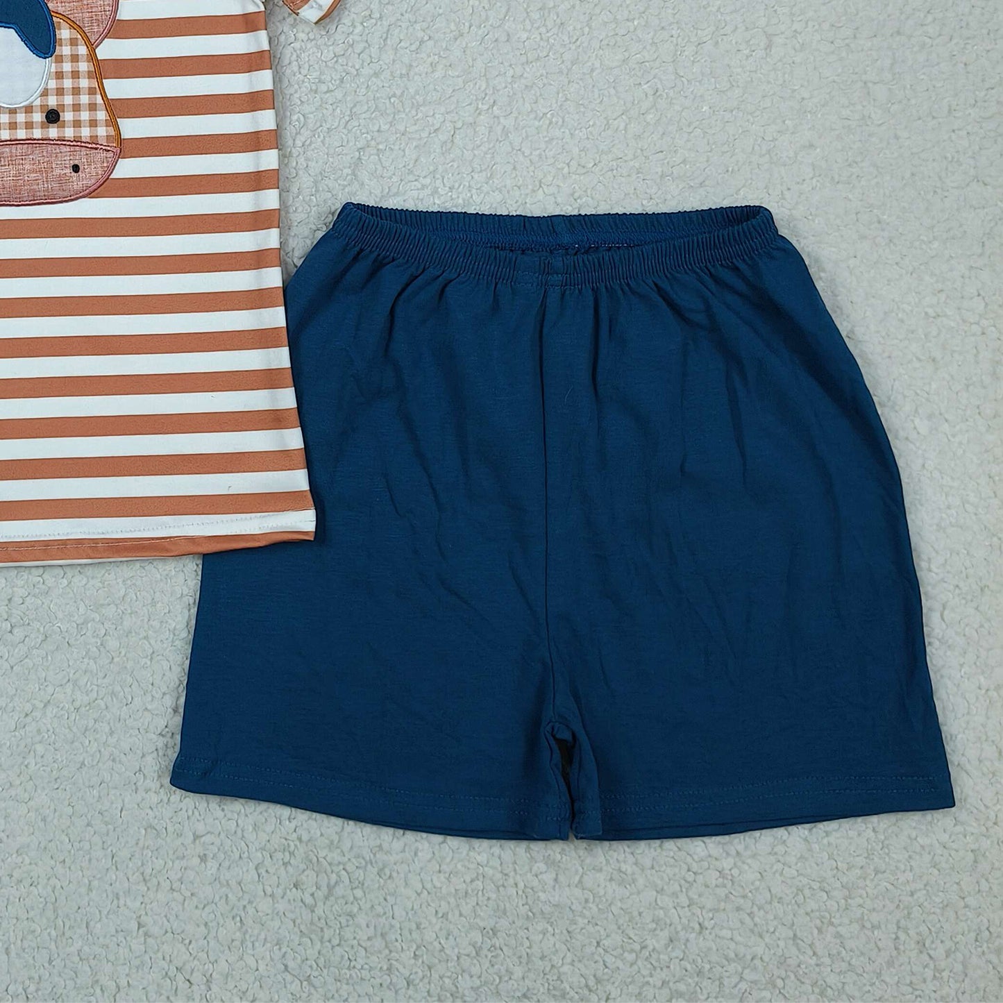 BBSSO0380 RTS NO MOQ （In stock ）Brown stripe cows top shorts boys summer outfits