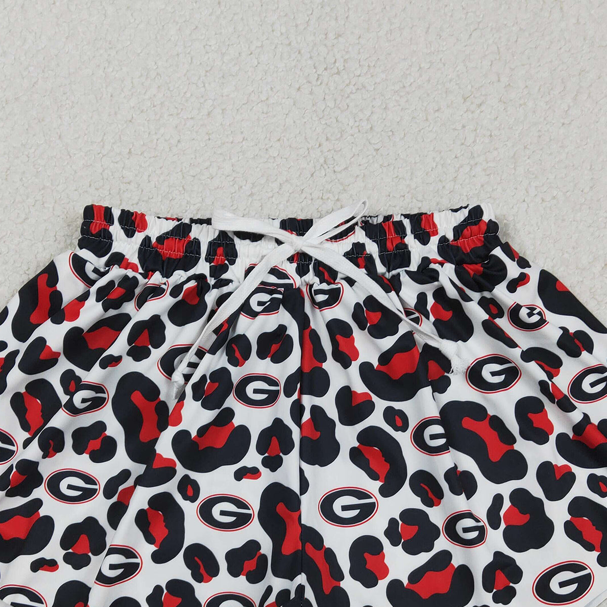 3.12 RTS NO MOQ （In stock）SS0804 Adult Women Black Red Leopard G Team Yoga Active Ruffle Shorts Bottoms