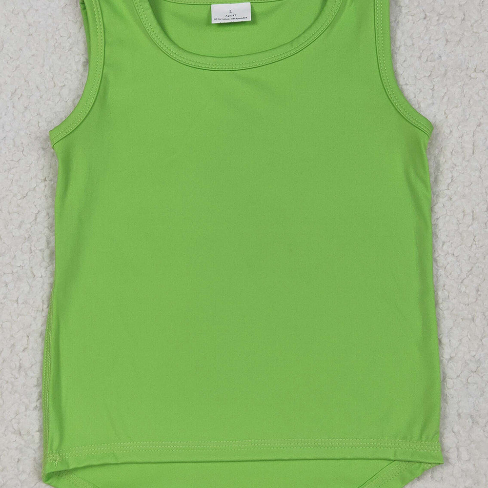 6.25  GT0985 RTS NO MOQ Baby Girls Summer Yoga Tops  Baby Girls Green Sleeveless Vests Top