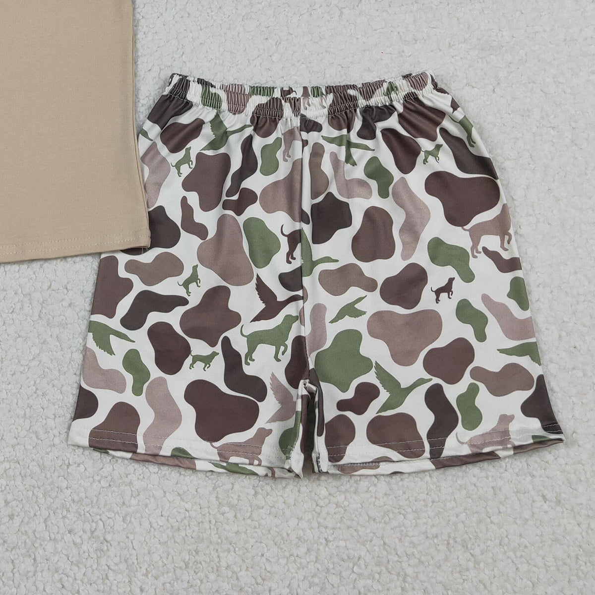 12.25 RTS NO MOQ （In stock）BSSO1646 Embroidery Camo Ducks Baby Boys Top Shorts Hunting Clothes Sets