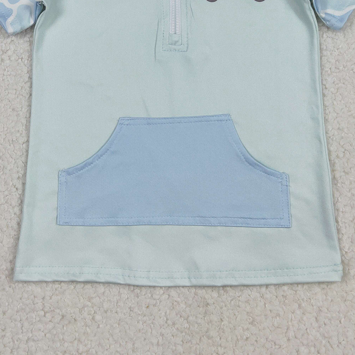 12.19 RTS NO MOQ （In stock）BT1534 Baby Boys Blue Camo Dog Fishing Zipper Pockets Hunting Pullovers Top