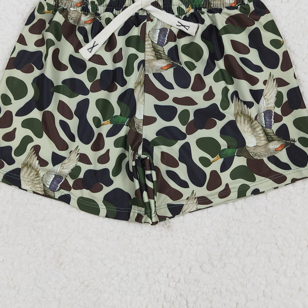 S0469 RTS NO MOQ Baby Boys Summer Swimsuits Green Duck Camouflage Trunks Bottoms Swimsuits