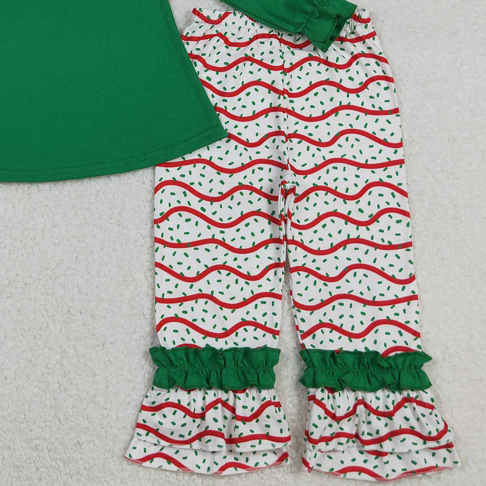 RTS NO MOQ （In stock）GLP2518 Baby Girls Winter Outfits Christmas Trees Cake Sason Tunic Ruffle Pants Sets