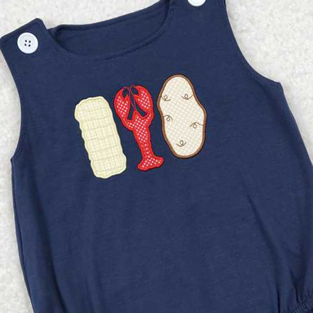 5.16  SR0740 RTS NO MOQ Sleeveless crawfish corn naby baby boys romper