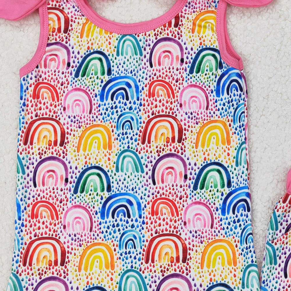 GSSO2085  RTS NO MOQ Sleeveless colorful rainbow top shorts girls clothes