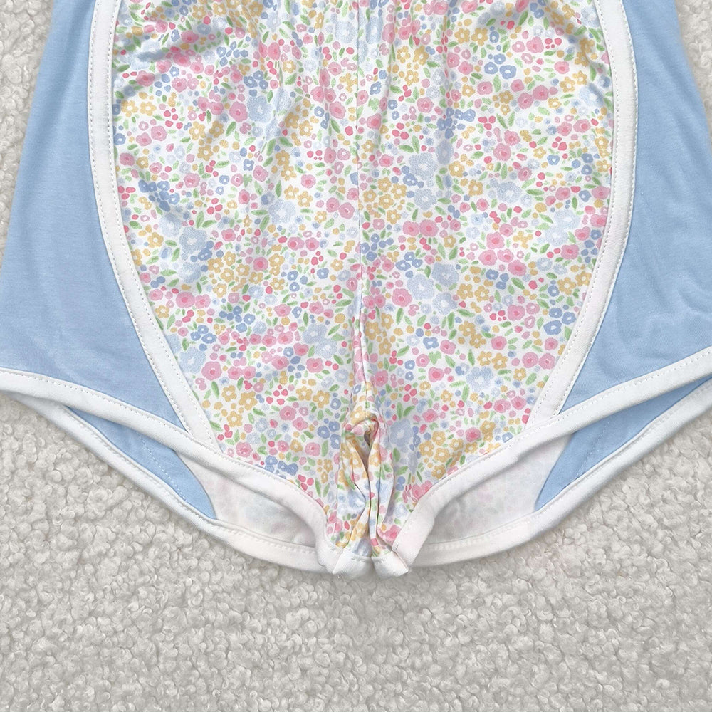 4.15 SS0522 RTS NO MOQ Baby Girls Summer Shorts Light blue floral baby girls summer shorts