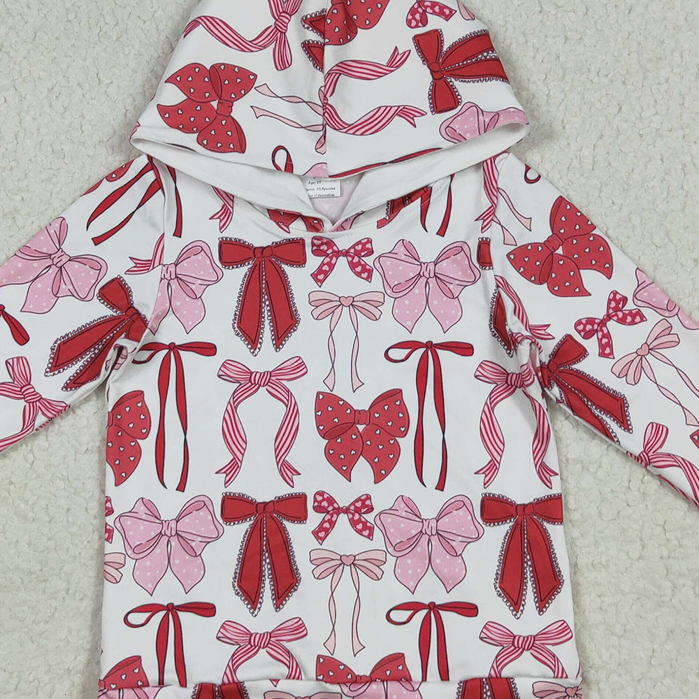 GT1059RTS NO MOQ Baby Girls Long Sleeve Tops  Baby Girls Long Sleeves Pink Bows Plaid Hoodies Top