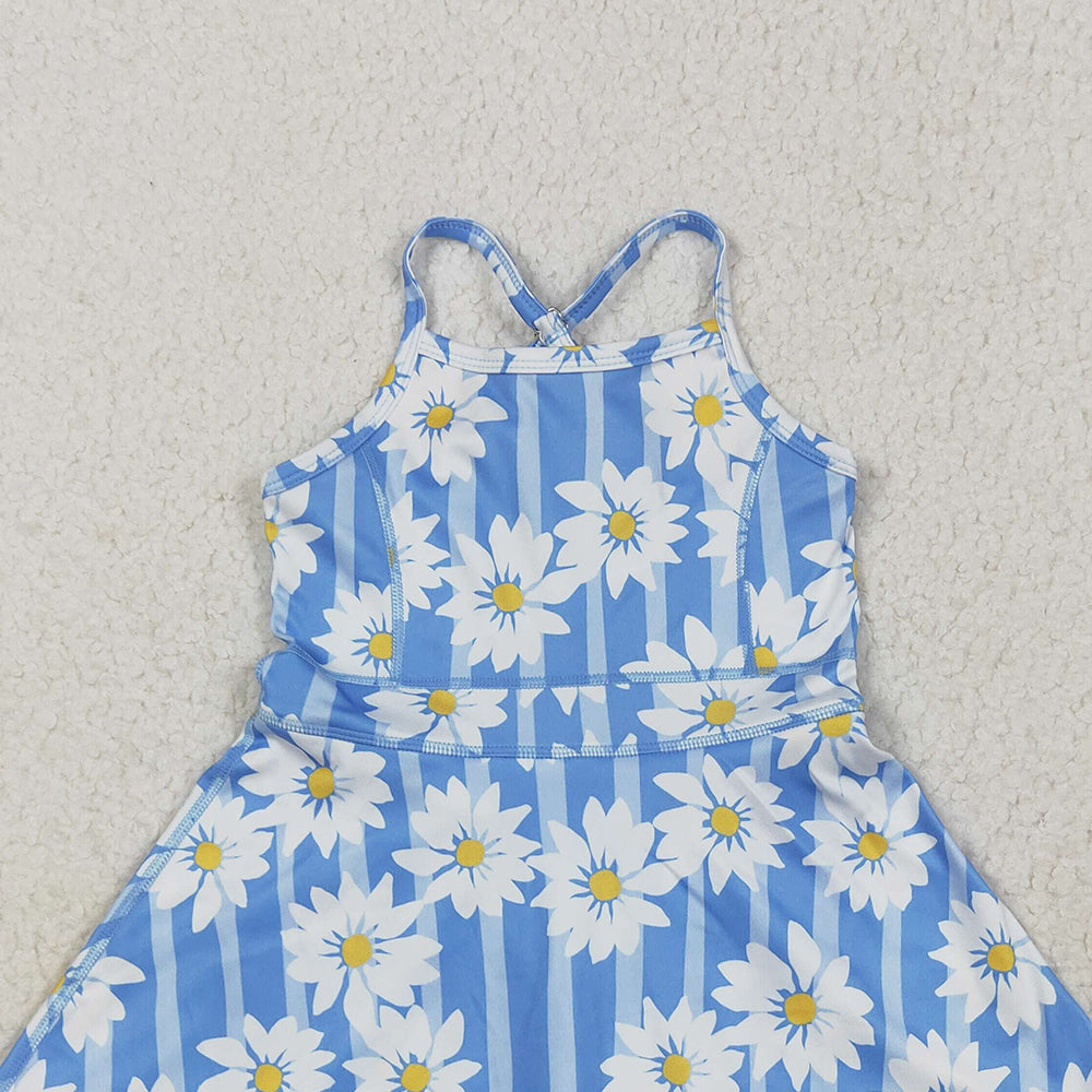7.15  GSD2283 RTS NO MOQBaby Girls Summer Yoga Dress Baby Girls Active Waer Daisy Yoga Dress