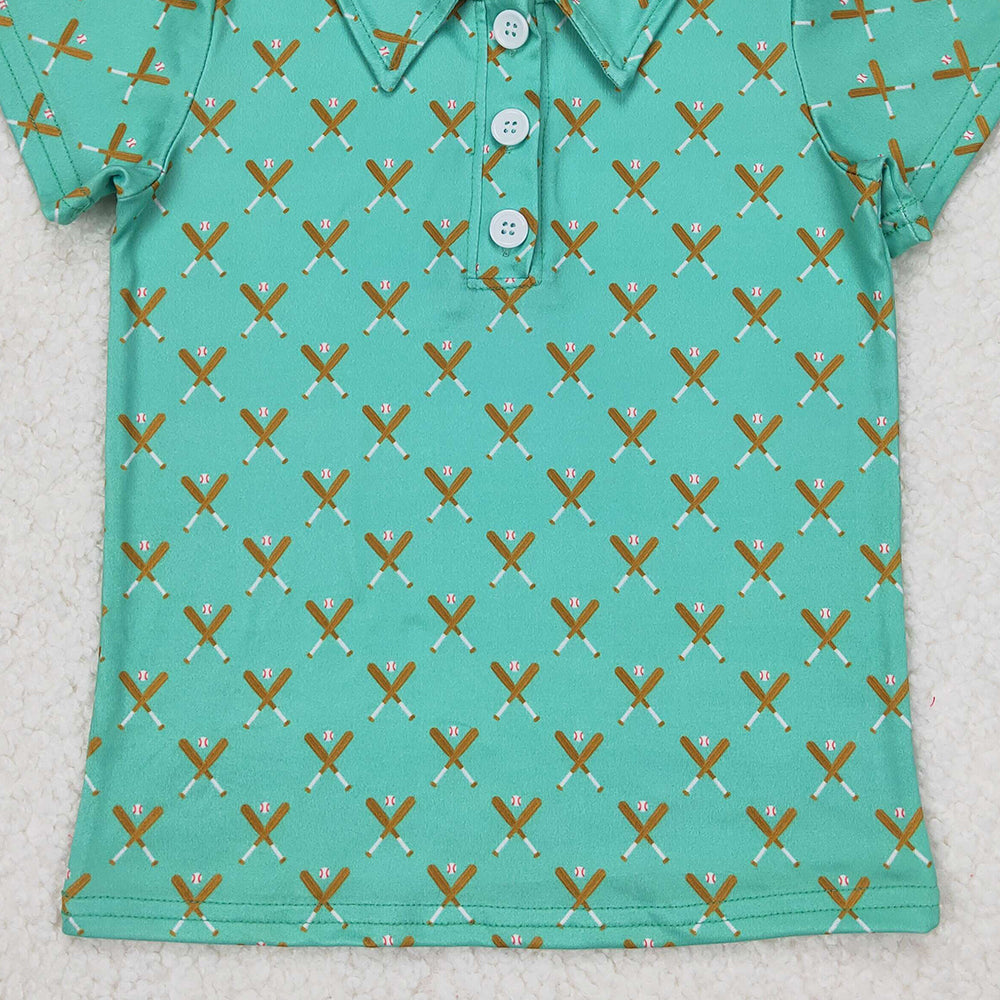 BT1119 RTS NO MOQ Green short sleeves baseball kids boys polo shirt