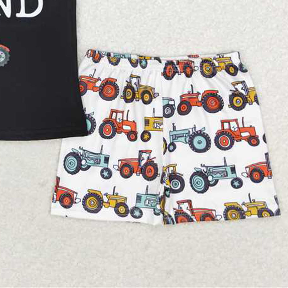 BSSO0942Kids Boys Short Sleeve T-Shirt Farm Tractor Design Casual Comfortable Cotton Clothes for Children
