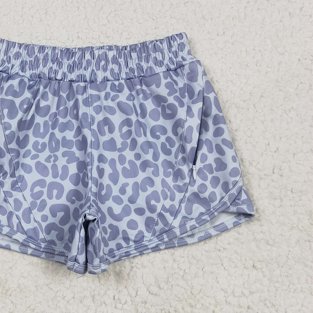 5.01 SS0464RTS NO MOQ Baby Girls Summer Shorts Grey leopard kids girls summer shorts