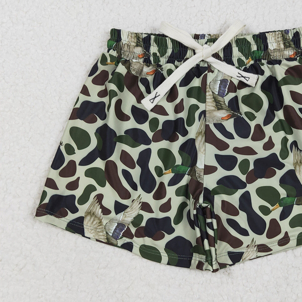 S0469 RTS NO MOQ Baby Boys Summer Swimsuits Green Duck Camouflage Trunks Bottoms Swimsuits