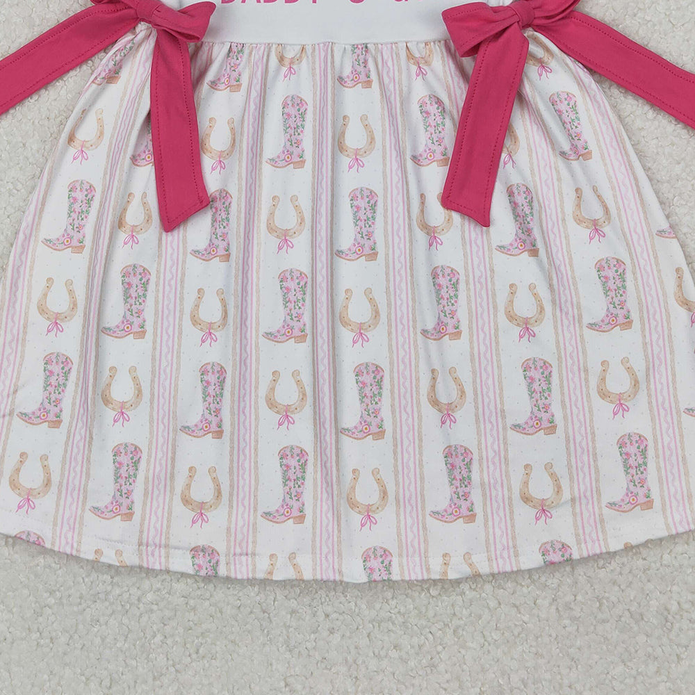 5.28 GSD2053 RTS NO MOQ Baby Girls Summer Dress Flutter sleeves daddy's girl boots western kids dresses