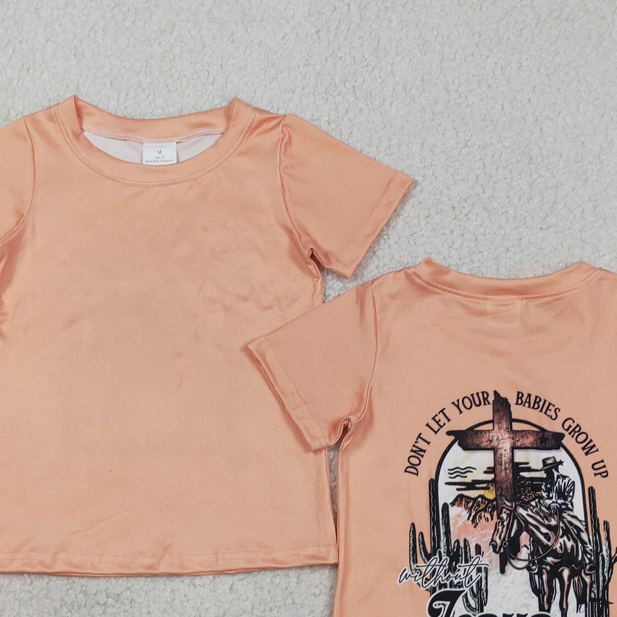 2.9 RTS NO MOQ （In stock）BT1618 Kids' Clothing for Boys Baby Boys Short Sleeve Western T-shirt Cactus Horse Rodeos Top Fun Print Cotton