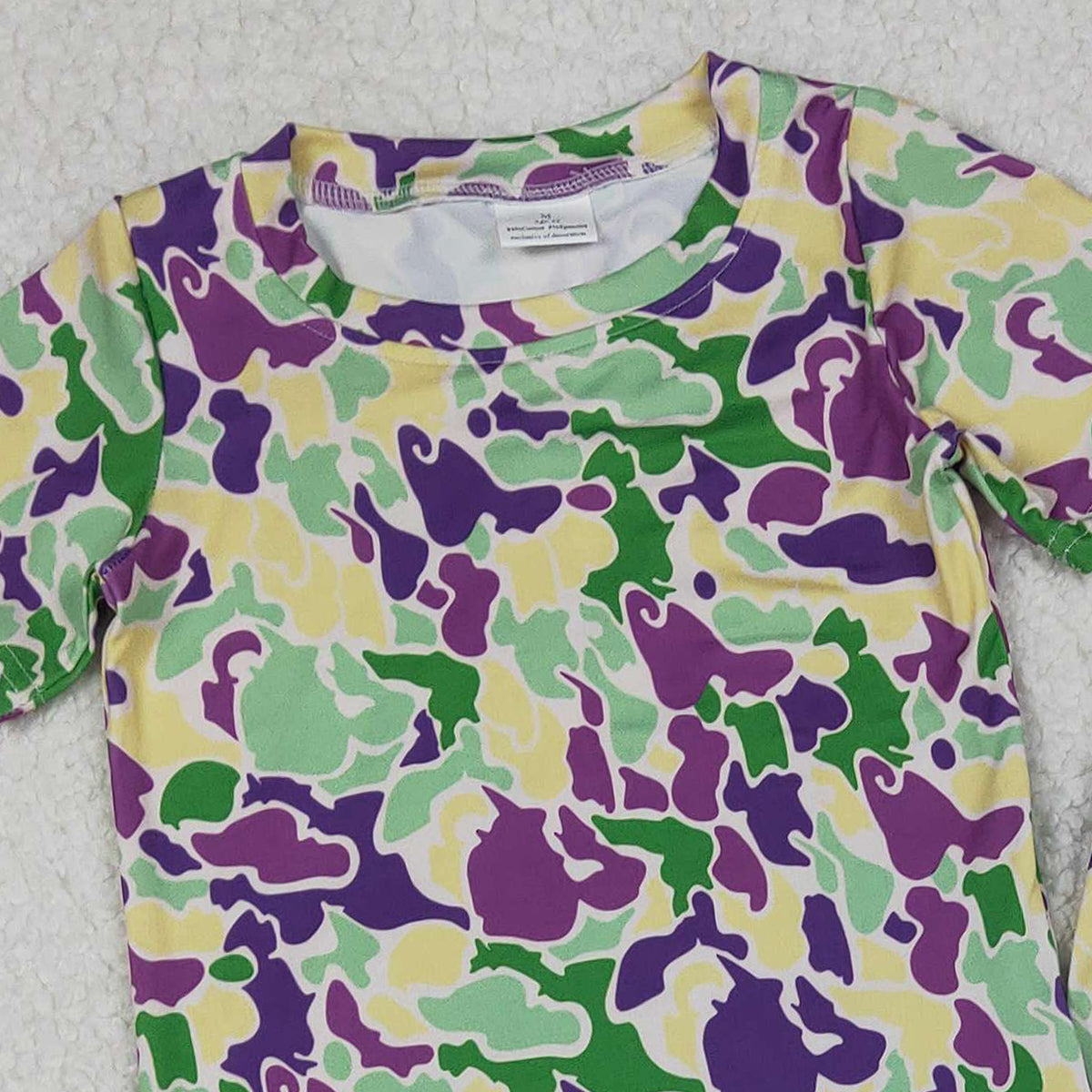 10.18 RTS NO MOQ （In stock）BSPO0584 Baby Boys Mardigras Camo Short Sleeve Pant Pajamas Sets