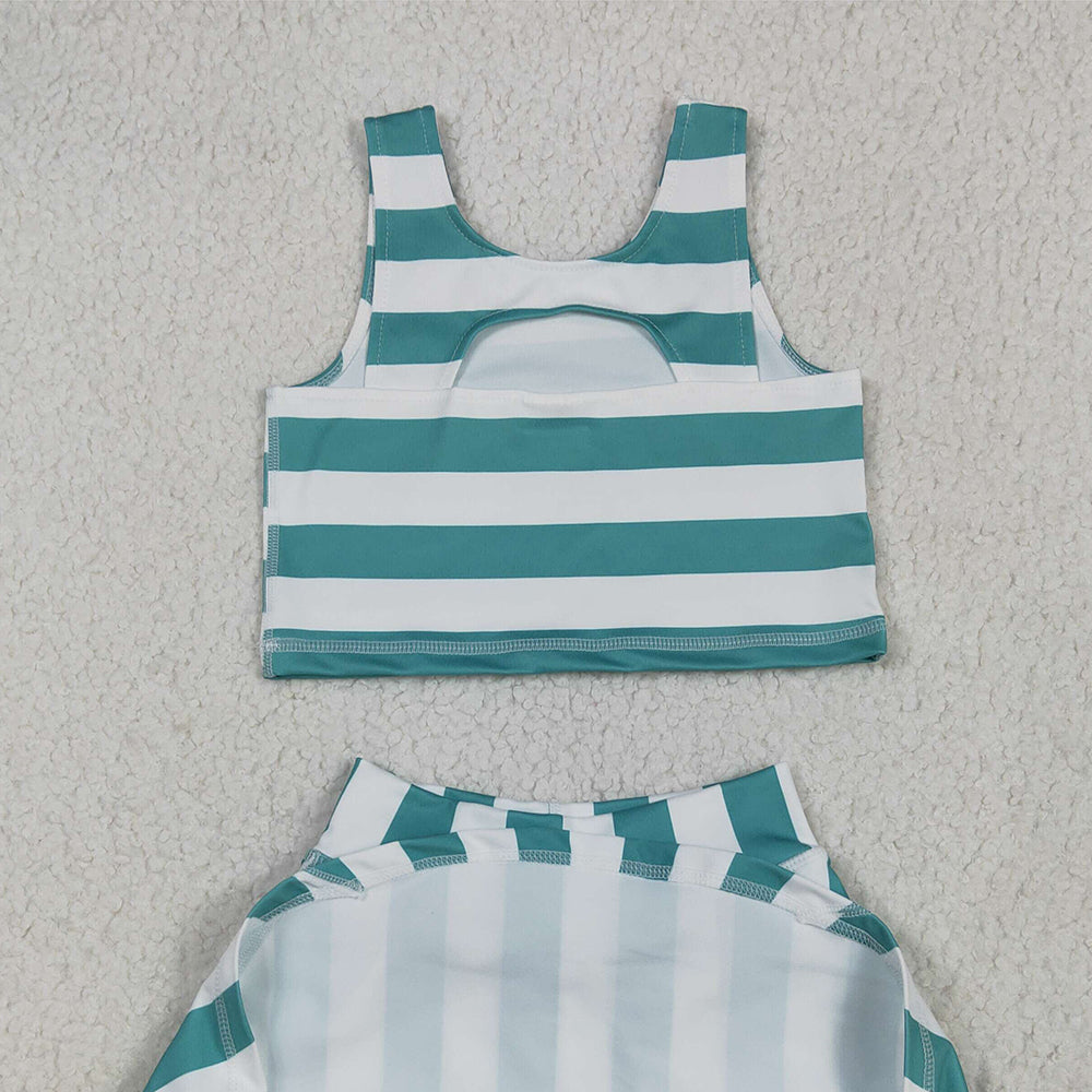 6.26  GSD2432 RTS NO MOQ Baby Girls Summer Yoga Outfits baby girl clothes yoga striped sleeveless dress