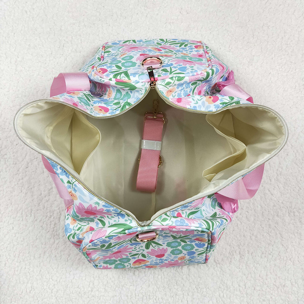 USA Shop (in stock) BA0290 Baby Bags Floral Pink Ruffle Band Adult Women Duffel Bag Fashionable Travel Bag for Ladies