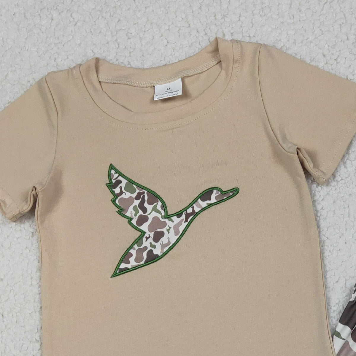12.25 RTS NO MOQ （In stock）BSSO1646 Embroidery Camo Ducks Baby Boys Top Shorts Hunting Clothes Sets