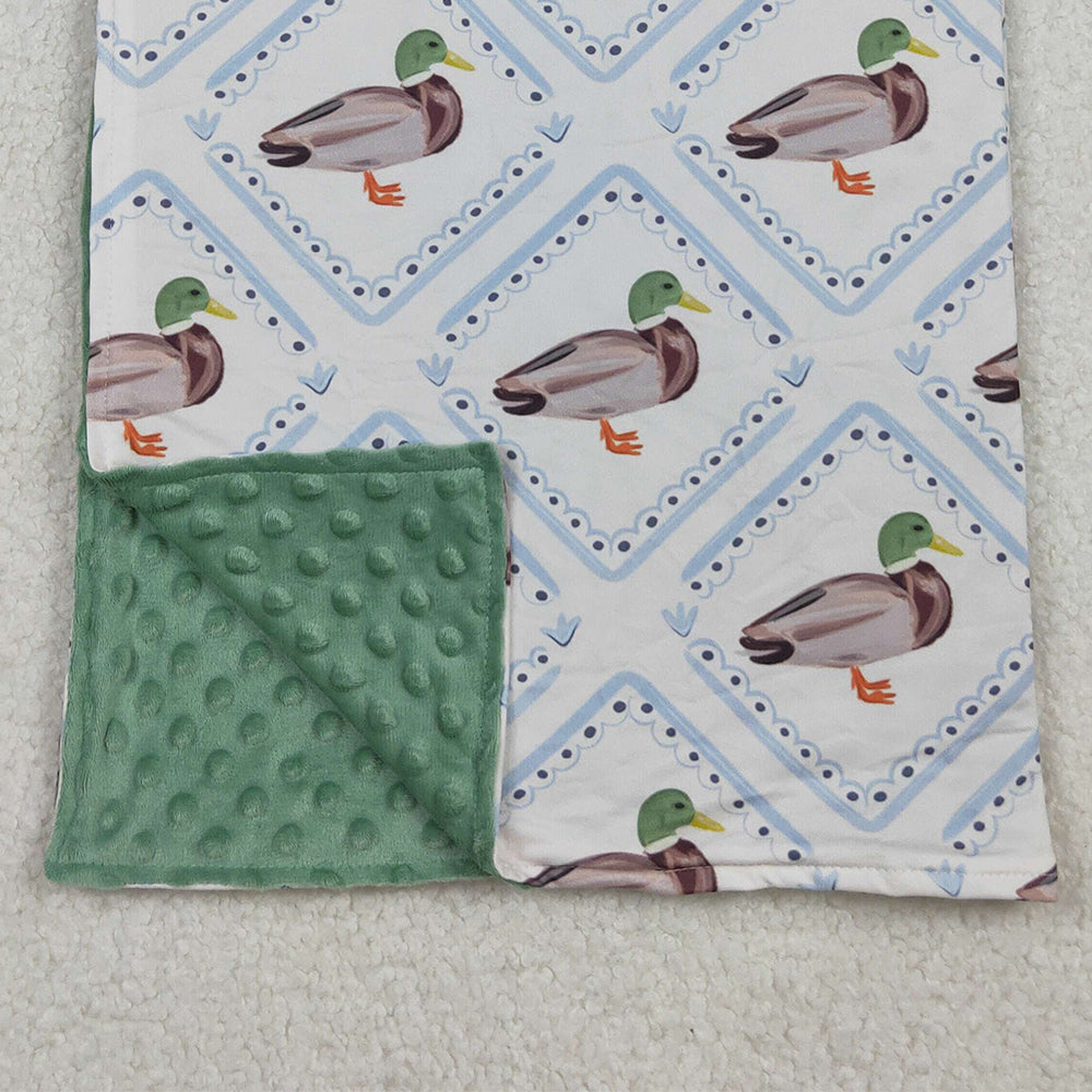 RTS NO MOQ （In stock）BL0213 Baby Blankets Green Ducks Plaid Southern Blankets