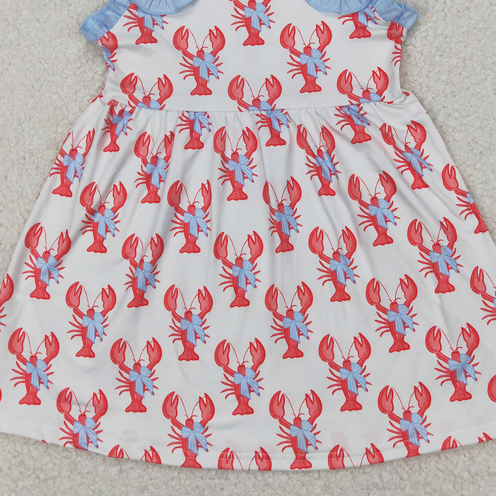 4.08 GSD1955 RTS NO MOQBaby Girls Peach Sleeveless Bows Crayfishes Dresses