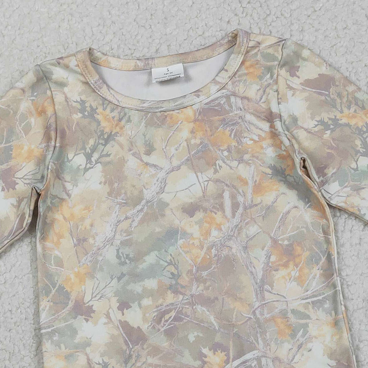 1.24 RTS NO MOQ （In stock）GLS0058 Baby Girls Southern Leaves Camo Long Sleeve Top Pockets Shorts Clothes Sets