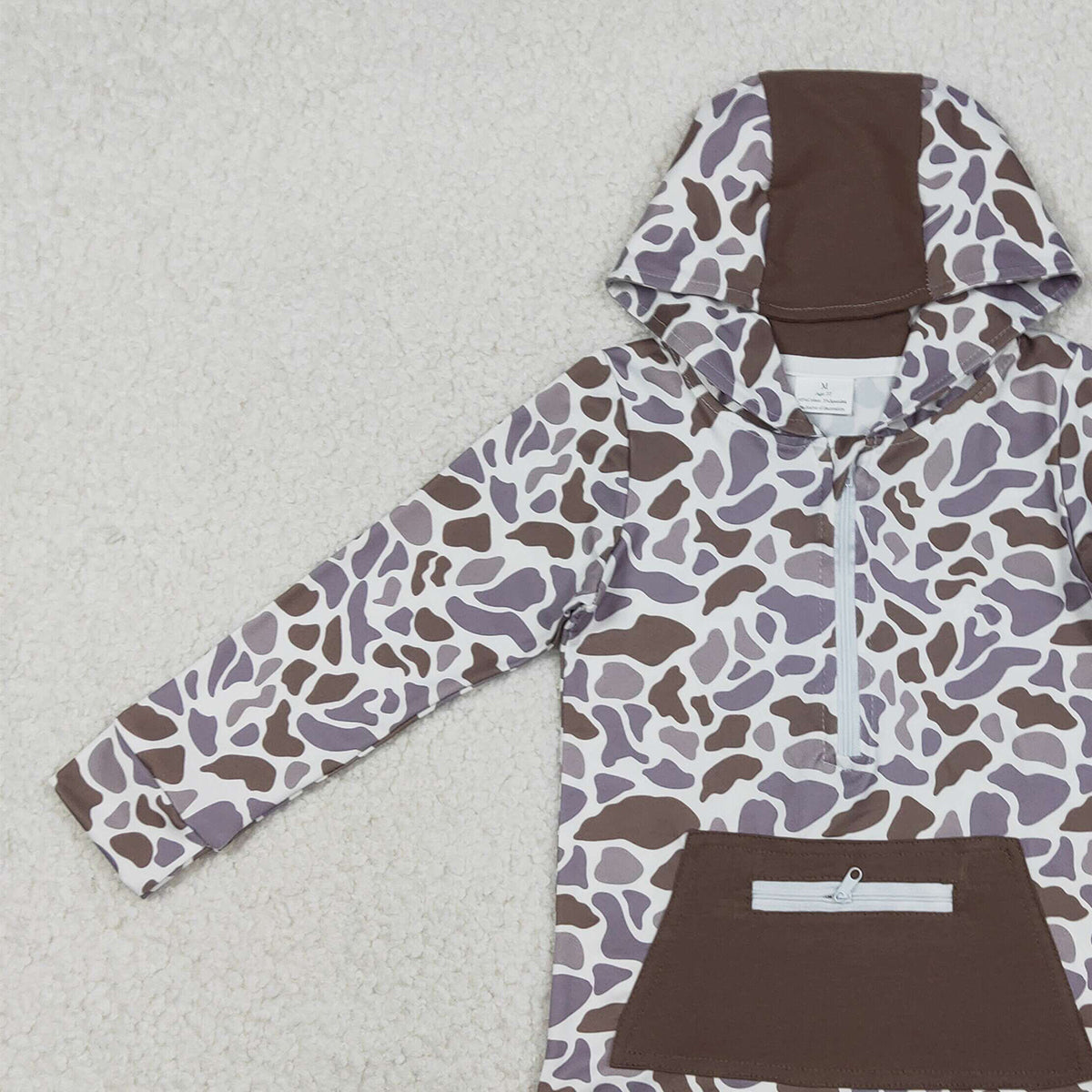 12.10 RTS NO MOQ （In stock）BT1384 Baby Boys Southern Grey Camo Pockets Zipper Hoodie Top