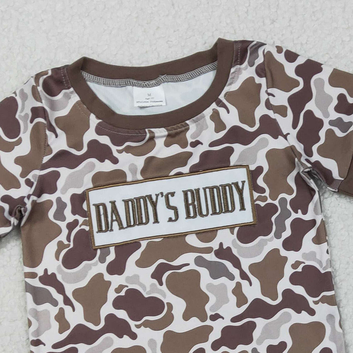 1.27 RTS NO MOQ （In stock）BSSO1832 Embroidery Daddy's Buddy Baby Boys Southern Brown Camo Pockets Shorts Clothes Sets