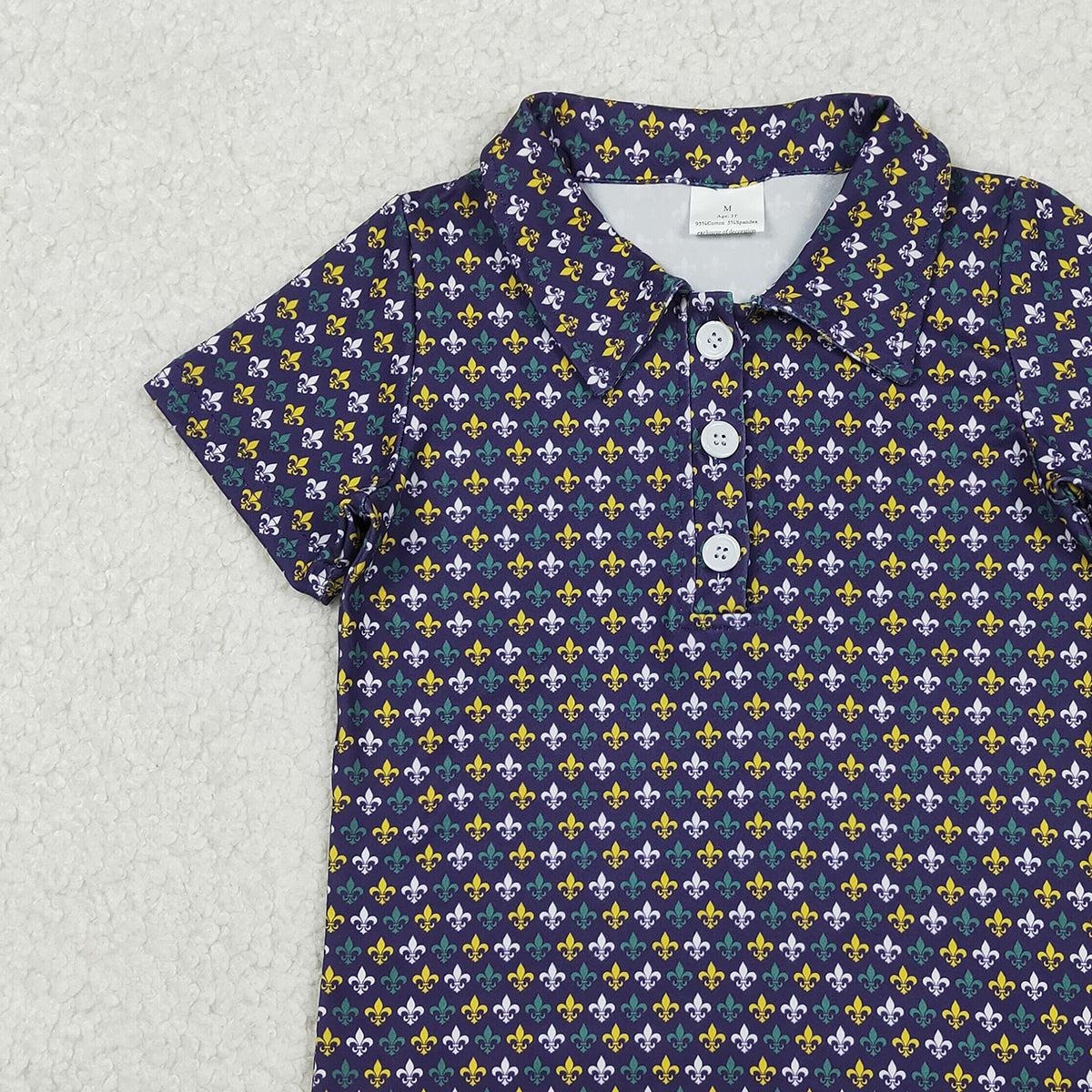 11.1 RTS NO MOQ （In stock）BT1356 Baby Boys Mardigras Anchors Plaid Button Polo Shirts Top