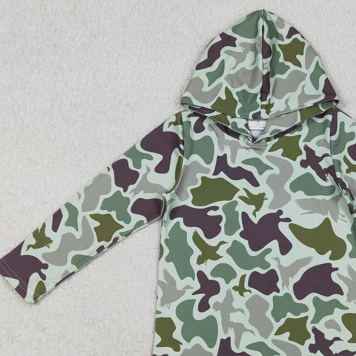 10.23 RTS NO MOQ （In stock）BT1374 Baby Boys Green Ducks Camo Hanting Hoodies Top