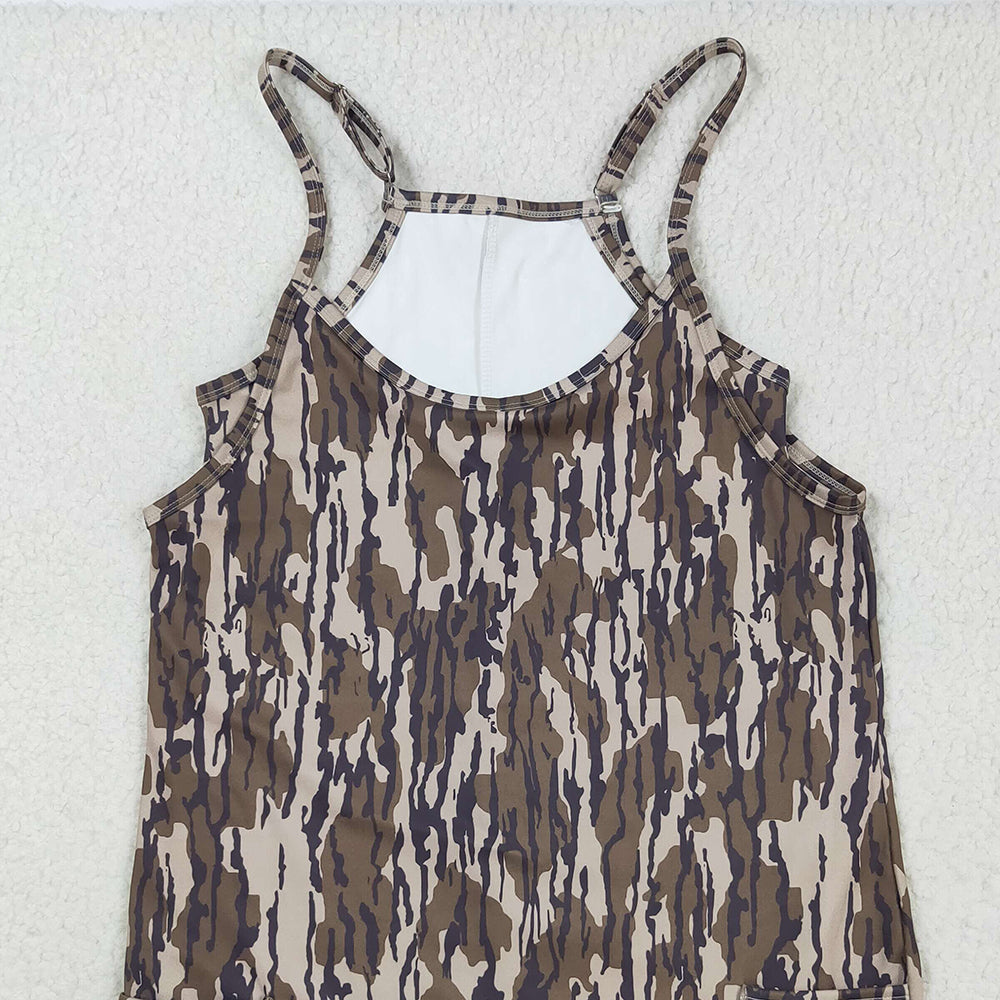 USA Shop (in stock)GSD2744 Adult Women Strap Bottomland Camo Pockets Shorts Yoga Active Dress
