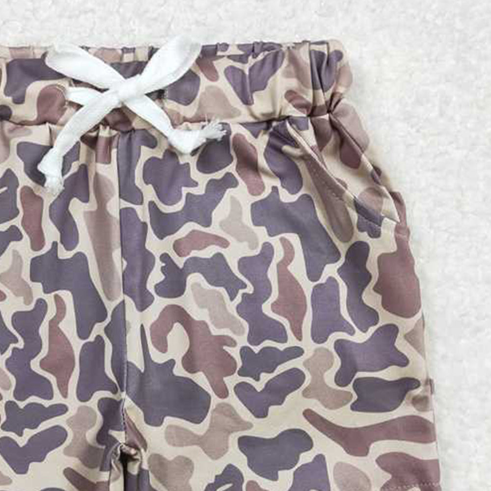 USA Shop (in stock)SS0372Khaki Camouflage Baby Kids Hunting Shorts with Pockets Boys Girls Camo Utility Clothing for Little Shooters