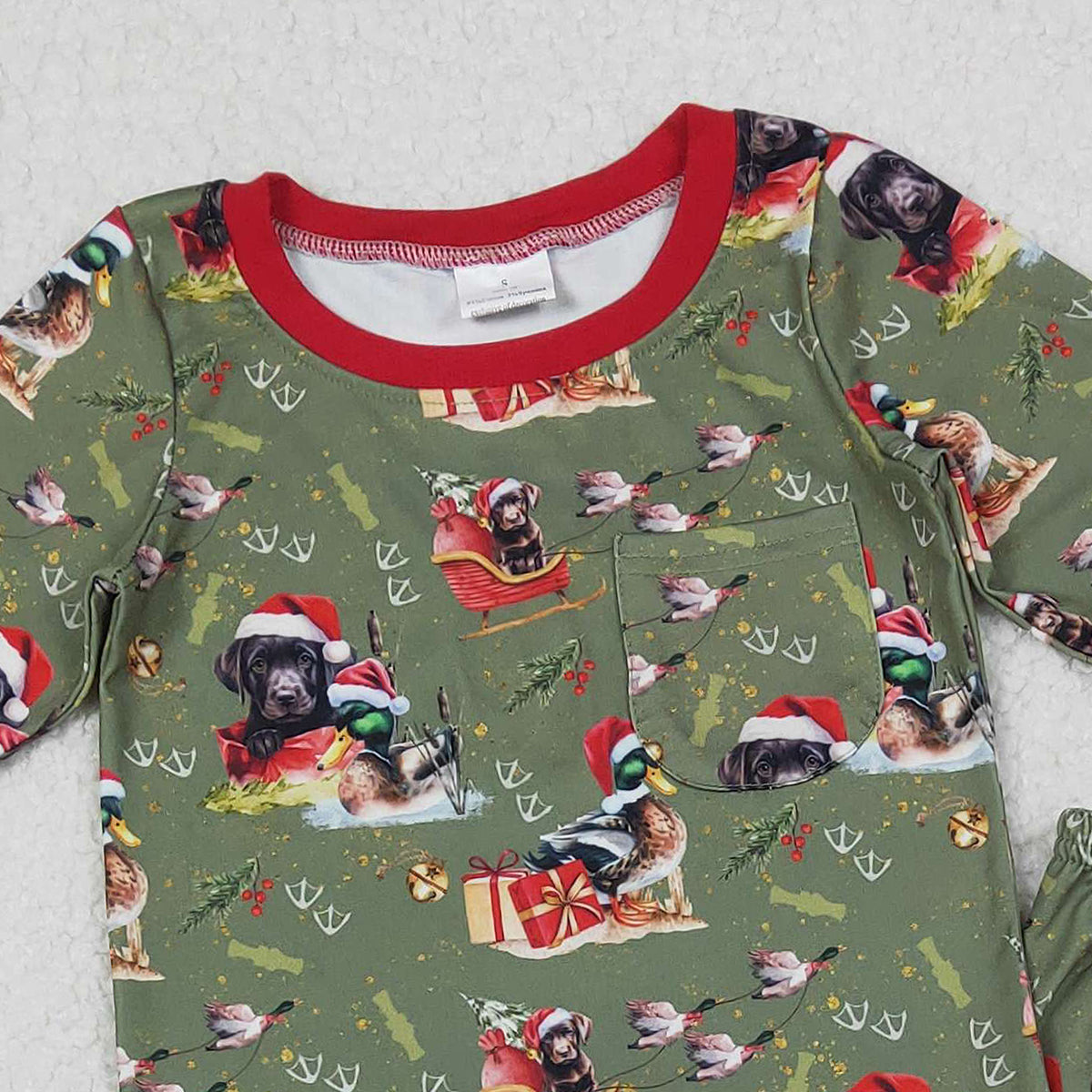 11.11 RTS NO MOQ （In stock）BLP1213 Baby Boys Christmas Hats Dogs Ducks Top Pant Hunting Pajamas Sets
