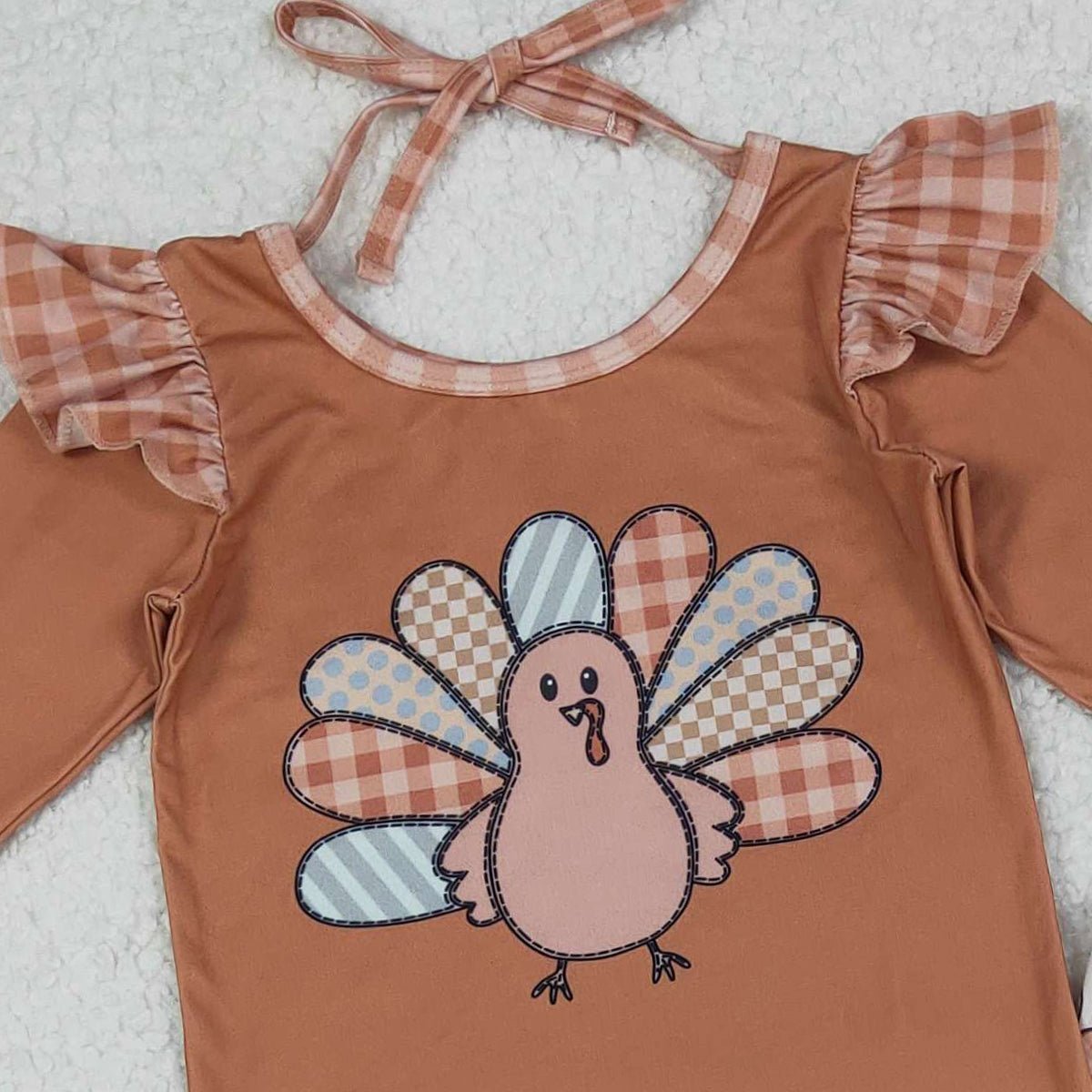 10.11 RTS NO MOQ （In stock）GLP2605 Baby Girls Turkey Top Bell Bottom Pants Thanksgiving Clothes Sets