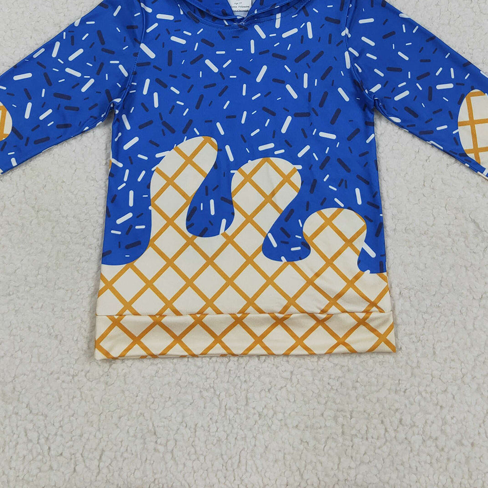 USA Shop (in stock)BT1275 Baby Boys Long Sleeve Tops Baby Kids Royal Blue Long Sleeves Team Sprinkles Drips Hoodies Tops